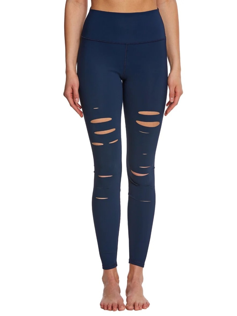 ALO Yoga High-Waist Ripped Warrior Legging Rich Navy Blue Size XXS NWT New